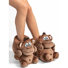 Twigy Monkey Unisex Hayvanlı Panduf Kahverengi 36/43