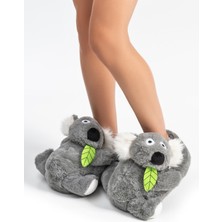 Twigy Koala Kadın,Garson Boy Hayvanlı Panduf Gri 36/41