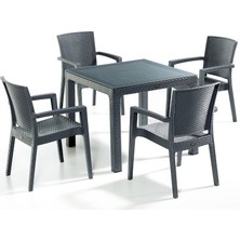 Novussi Zenit Camlı Bahçe Masa Seti Anrasit