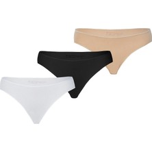 Blackspade Kadın Slip Külot 3'lü Paket Essential 1574 - Beyaz Ten Siyah