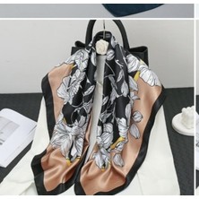 Demce Renkli , Özel Desenli ( 90X90) Eşarp Büyüklüğünde Şık Saten Fular