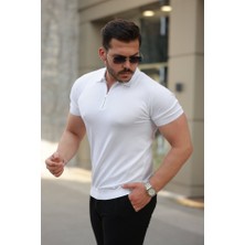 Erkek Fermuar Yakalı Kısa Kollu Tişört