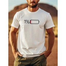 Baskılı Oversize Bisiklet Yaka T-Shirt - Beyaz