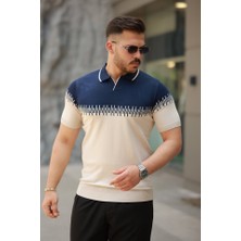 Erkek Hemşire Yaka Çift Renk Kısa Kollu Tişört