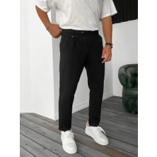 Erkek Belden Düğmeli Cepli Dokuma Pantolon