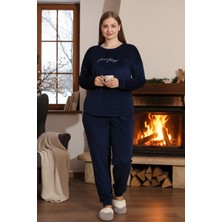 Remsa Büyük Beden Kadın Kadife Pijama Takımı 25391 Lacivert