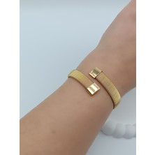 Lagül Aksesuar 316L Çelik Kararmaz Suya Dayanıklı Zarif Kelepçe Model Bileklik