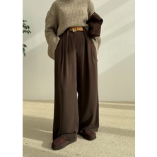 Moda Aksa 3855 Köprü Dty Kemer Pantolon Kahve