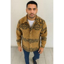 Erkek Polar Fermuarlı Sweatshirt – Kapüşonsuz, Cepli, Yumuşak Dokulu, Oversize Rahat Kalıp, Kışlık Sıcak Tutan Fermuarlı Üst - Sarı