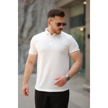 Erkek Düğmeli Yaka Waffle Kumaş Kısa Kollu Tişört