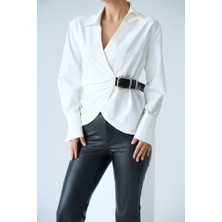 Kemerli Gömlek - Ekru