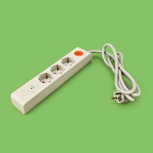 Mutlusan Akım Korumalı Anahtarlı 3'lü Grup Priz - Gri - 1,5 M