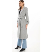 Astarlı Balık Sırtı Kaşmir Kaşe Kaban - Gri