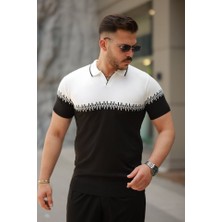 Erkek Hemşire Yaka Çift Renk Kısa Kollu Tişört