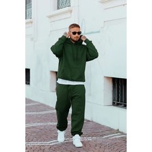 Yakamel Erkek Oversıze 3iplik Kapüşonlu Kanguru Cep Eşofman Takımı