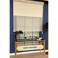 Volper Mekanik VP1605 Çift Mekanizmalı Modern Çizgili Tül ve Stor Perde (Krem)