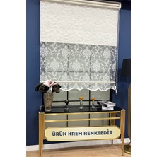 Volper Mekanik VP1620 Çift Mekanizmalı Tül ve Stor Perde Simli Damaks Desenli Etek Dilimli (Krem)