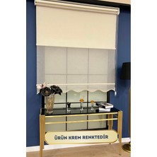 Volper Mekanik VP1651 Çift Mekanizmalı Parıltılı Zemin Tül ve Stor Perde Etek Dilimli (Krem)