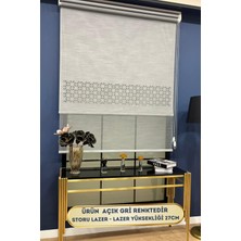 Volper Mekanik LZR1045 Çift Mekanizmalı Storu Lazer Kesim Tül ve Stor Perde (Açık Gri)