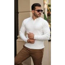 Erkek Saç Örgü Desen Uzun Kollu Triko