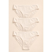 Kadın 3'lü Basic Slip Külot Ten