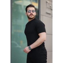 Etiler Collection Erkek Kısa Kollu Örgü Kumaş Bisiklet Yaka T-Shirt