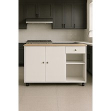 T Designo Alya Alt Modül 150 cm Beyaz Tezgah Dahil-Tekerlekli