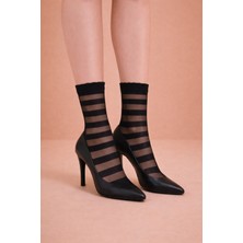 Katia & Bony Kadın Şerit Desenli İnce Soket Çorap Siyah