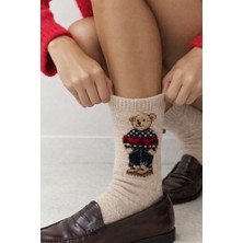 Katia & Bony Kadın Teddy Desenli Yün Soket Çorap Bej