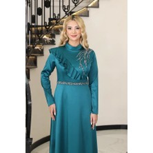 S7v7n Exclusive Saten Abiye Omuz Detaylı