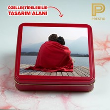 Prestio Kişiye Özel Dekoratif Metal Kutu, Kırmızı Renk, 192 x 192 x 45H mm