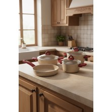 Masterchef 7 Parça Bej Alüminyum Tencere Takımı