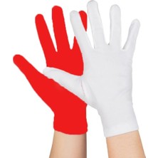 Just Cheap Store Gösteriler Için 1 Çift Kırmızı Beyaz Pandomim Eldiveni Çocuk Boy
