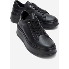 Luvi Gueno Siyah Siyah Cilt Hakiki Deri Kadın Spor Ayakkabı