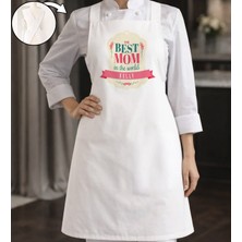 Bk Gift Kişiye Özel Anneler Günü Tasarımlı Çapraz Askılı Beyaz Mutfak Önlüğü - 5, Aşçı Önlüğü, Şef Önlüğü, Anneye Hediye