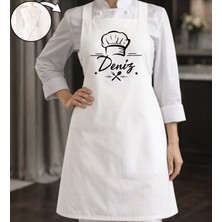 Bk Gift Kişiye Özel Isimli Çapraz Askılı Beyaz Mutfak Önlüğü - 6, Aşçı Önlüğü, Şef Önlüğü, Anneye Hediye