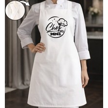 Bk Gift Kişiye Özel Isimli Çapraz Askılı Beyaz Mutfak Önlüğü - 3, Aşçı Önlüğü, Şef Önlüğü, Anneye Hediye