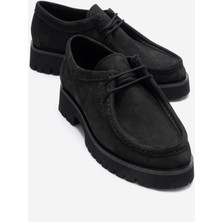 Luvi Talıa Siyah Nubuk Hakiki Deri Bağcıklı Kadın Loafer Ayakkabı