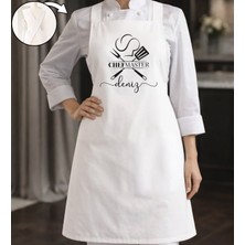 Bk Gift Kişiye Özel Isimli Çapraz Askılı Beyaz Mutfak Önlüğü - 11, Aşçı Önlüğü, Şef Önlüğü, Anneye Hediye