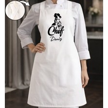 Bk Gift Kişiye Özel Isimli Çapraz Askılı Beyaz Mutfak Önlüğü - 2, Aşçı Önlüğü, Şef Önlüğü, Anneye Hediye
