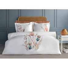 Dantela Bohem Nakışlı Pamuk Saten Çift Kişilik Nevresim Takı Mı - Krem