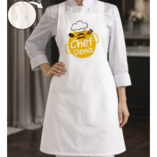 Bk Gift Kişiye Özel Isimli Çapraz Askılı Beyaz Mutfak Önlüğü - 7, Aşçı Önlüğü, Şef Önlüğü, Anneye Hediye