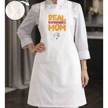 Bk Gift Kişiye Özel Anneler Günü Tasarımlı Çapraz Askılı Beyaz Mutfak Önlüğü - 1, Aşçı Önlüğü, Şef Önlüğü, Anneye Hediye