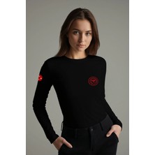 Pratik Medikal Siyah 112 Acil Sağlık Bisiklet Yaka Uzun Kollu Tişört Unisex