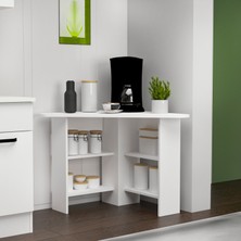 Arnetti Corner Kahve Köşesi Çok Amaçlı Raflı Mutfak Masası, Beyaz