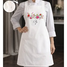 Bk Gift Kişiye Özel Anneler Günü Tasarımlı Çapraz Askılı Beyaz Mutfak Önlüğü - 7, Aşçı Önlüğü, Şef Önlüğü, Anneye Hediye