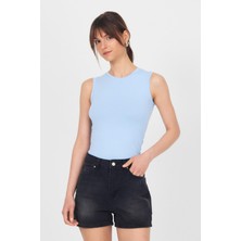 Rays Bebe Mavi Kolsuz Atlet 319 Bisiklet Yaka Kadın L - XL Rahat Yazlık Tasarım
