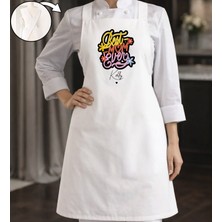 Bk Gift Kişiye Özel Anneler Günü Tasarımlı Çapraz Askılı Beyaz Mutfak Önlüğü - 8, Aşçı Önlüğü, Şef Önlüğü, Anneye Hediye