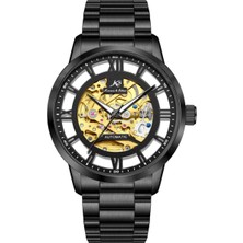Kronen&söhne Mechanon Siyah Çelik Gold Skeleton Otomatik Mekanik Erkek Kol Saati