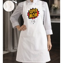 Bk Gift Kişiye Özel Anneler Günü Tasarımlı Çapraz Askılı Beyaz Mutfak Önlüğü - 4, Aşçı Önlüğü, Şef Önlüğü, Anneye Hediye